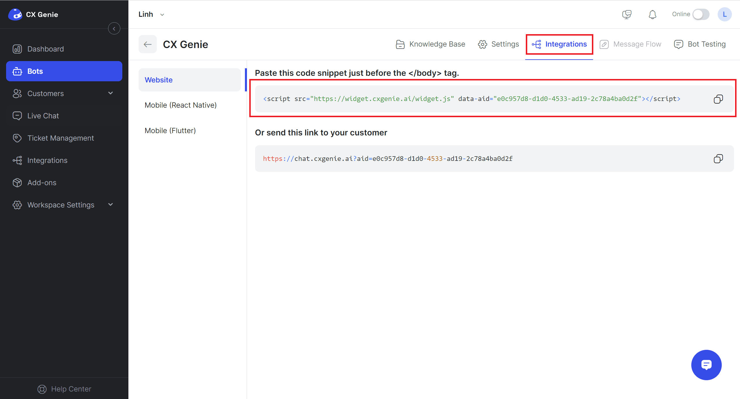 integrations-cxgenie-tutorials